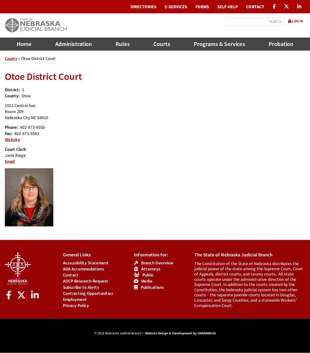 Official Nebraska Judicial Branch Otoe District Court information
