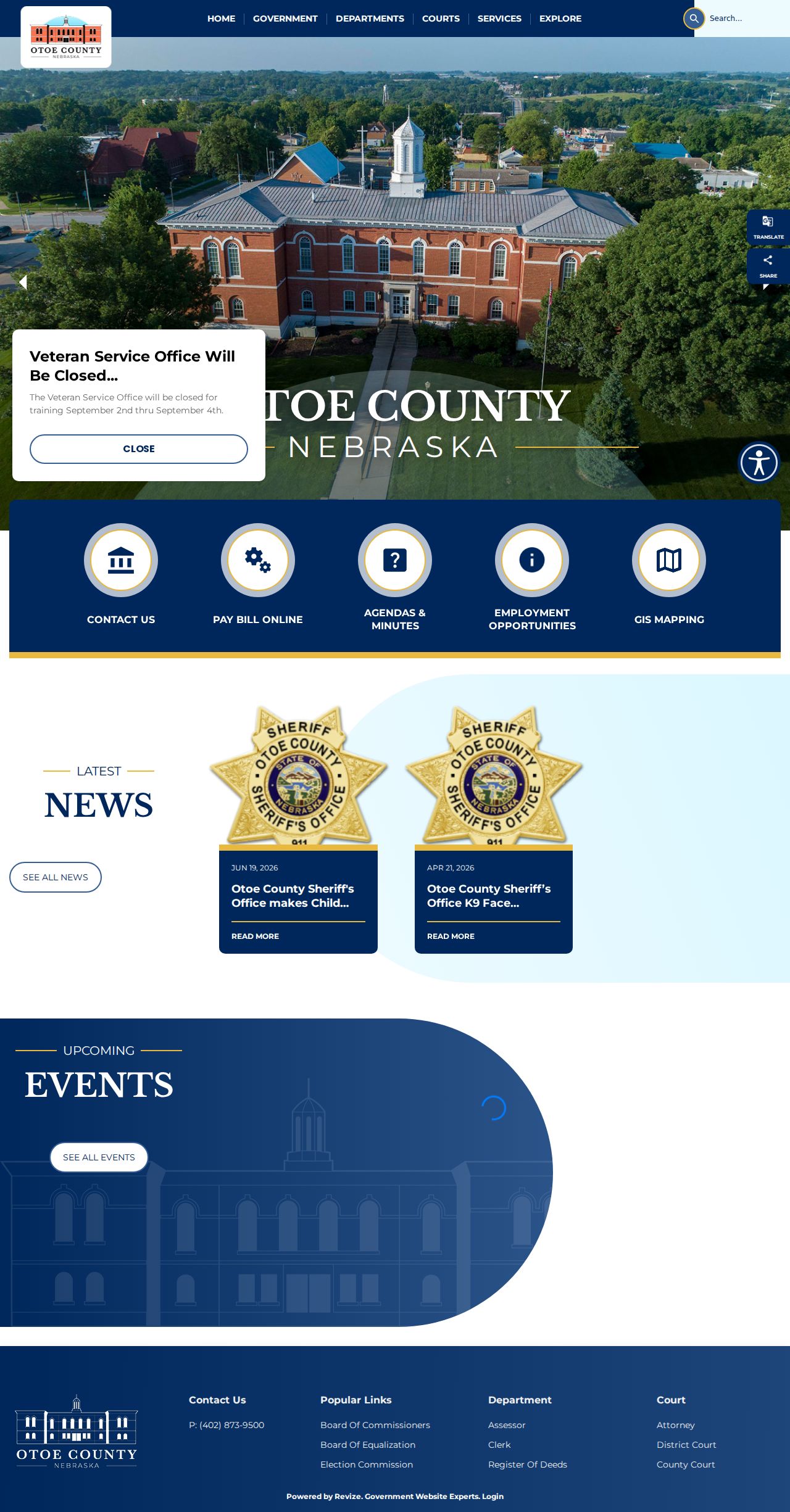 Otoe County official website for local courthouse and court information