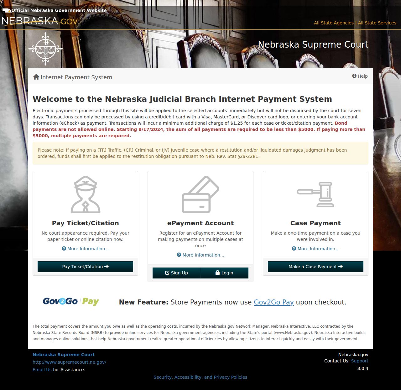 Nebraska ePayment public payment portal