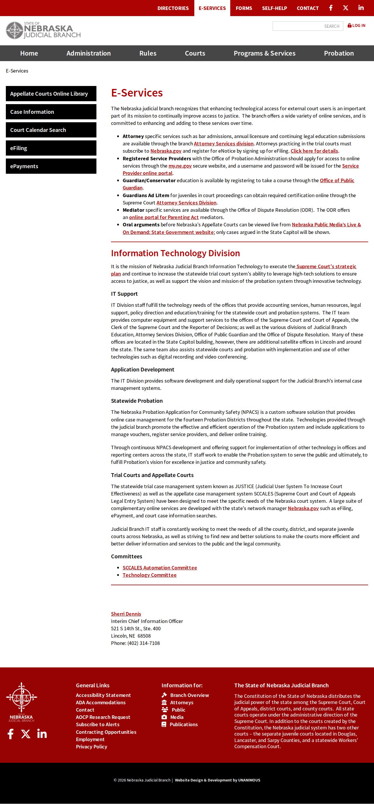 Nebraska Judicial Branch eServices hub