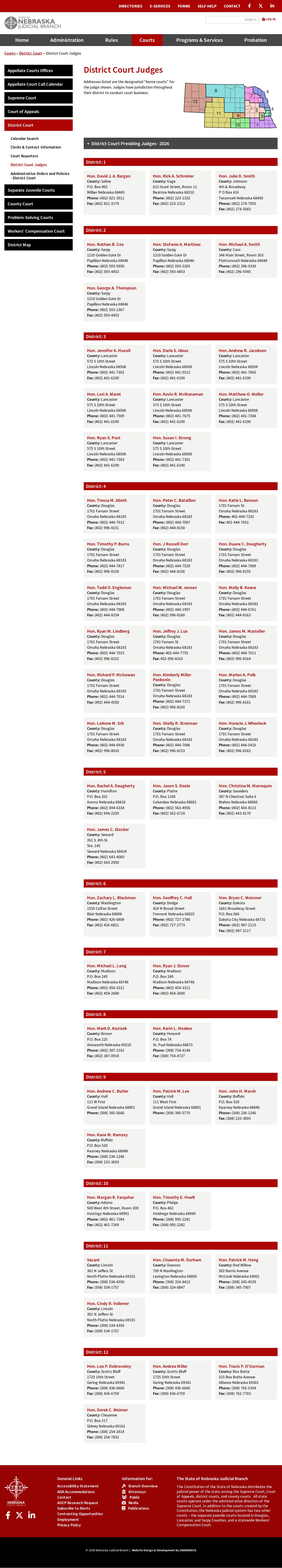 Nebraska District Court judge directory