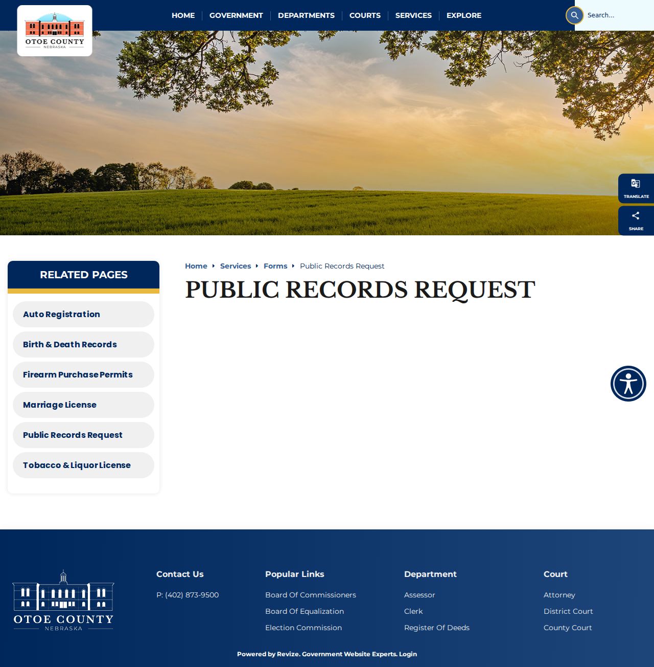 Otoe County court record public records request route