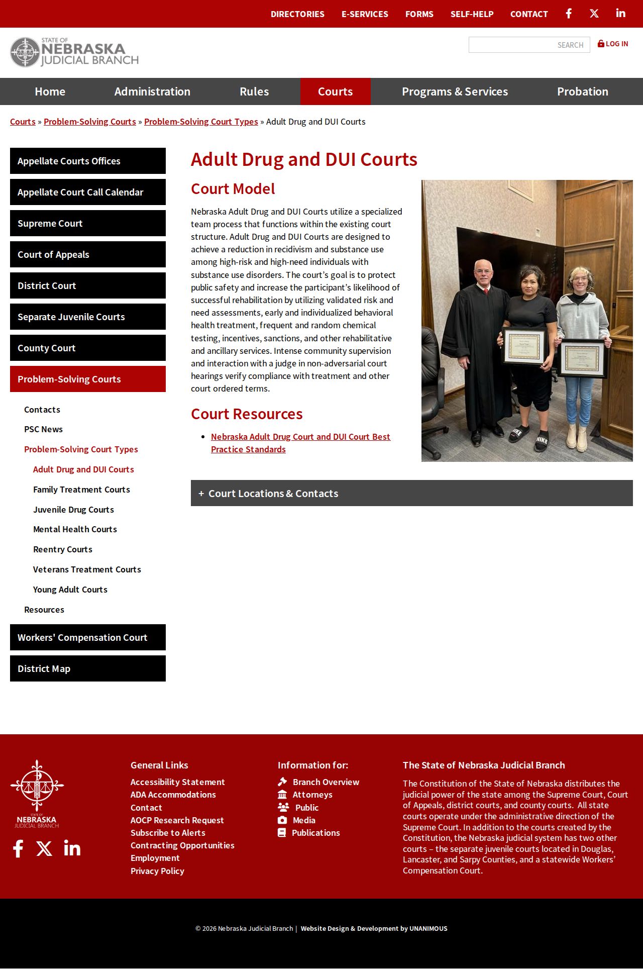Nebraska problem-solving courts information page